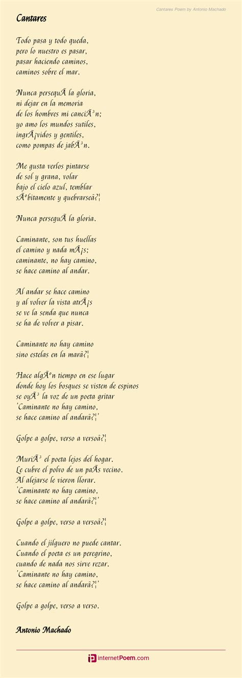 Cantares Poem By Antonio Machado