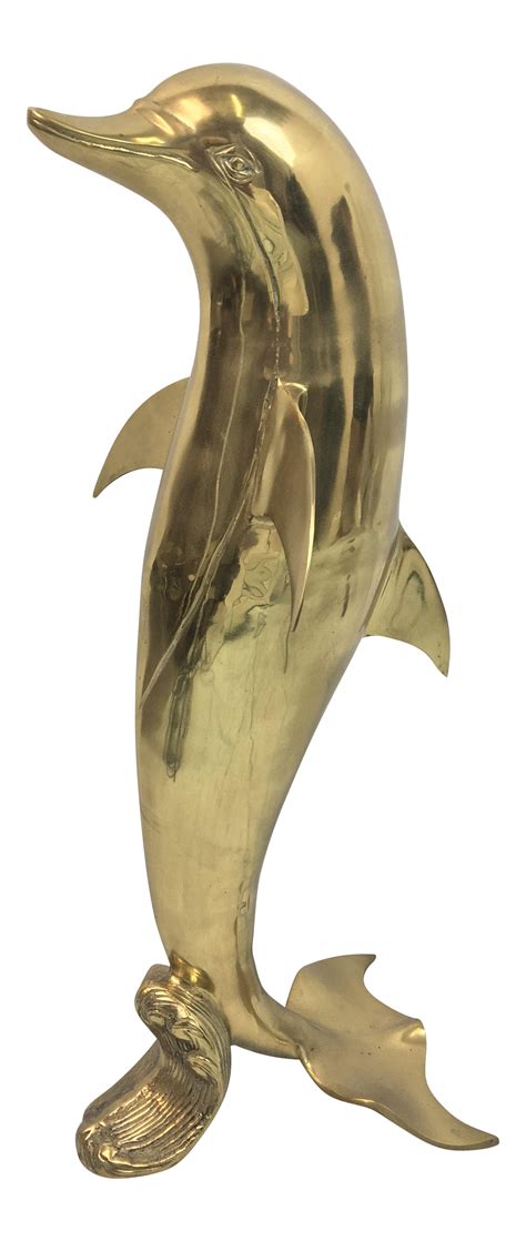 Circa 1960s Large Brass Dolphin Statue Chairish
