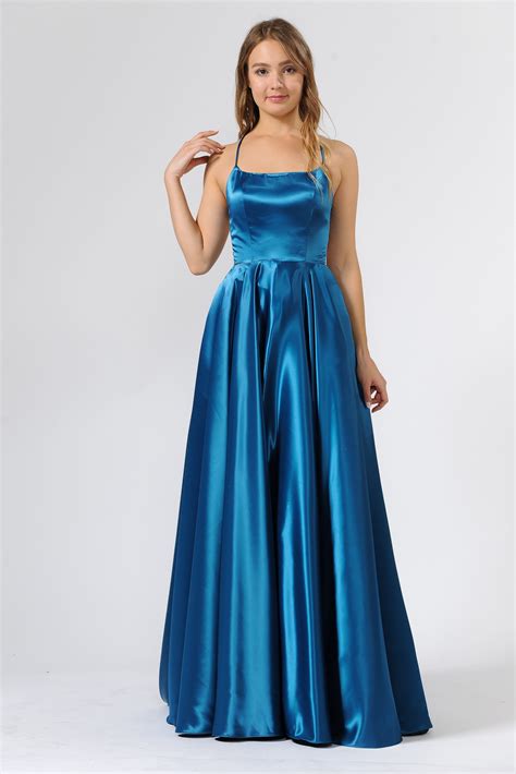 long shiny satin dress with open corset back by poly usa 9044 satin dress long satin evening
