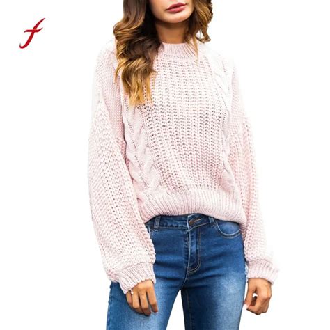 Feitong Fashion Casual Women Sweater 2018 Autumn Solid Sweater Ladies