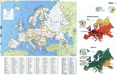 Большая подробная политическая карта Европы Европа