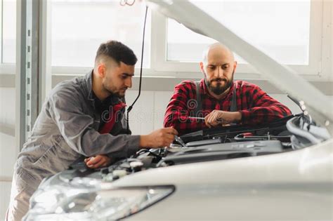 Auto Service Repair Maintenance And People Concept Mechanic Men