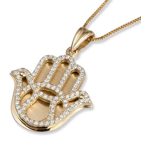K Gold Hamsa Pendant With Diamonds Jewelry World Of Judaica