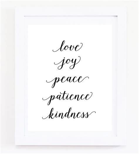 Love Joy Peace Patience Kindness Art Print 8x10 Inches Etsy