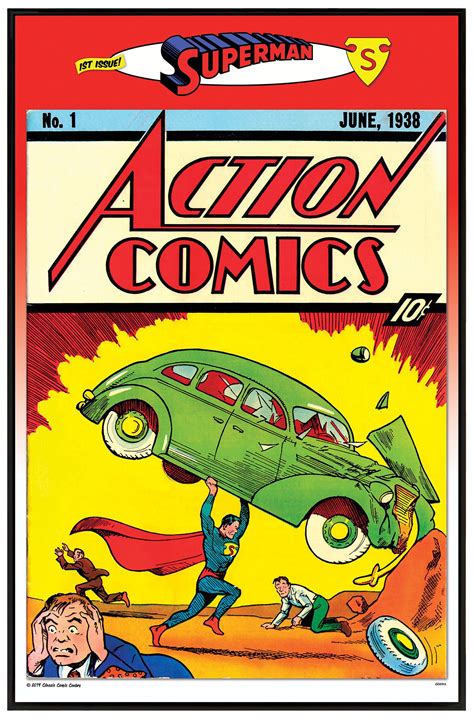 Classic Comic Books Superhero Posters First Issue Of Superman In Action Comics In