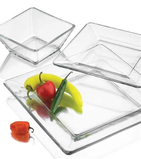 Libbey Glass Tempo 12pc Clear Square Dinnerware Set Ebay