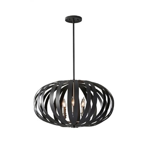 Large Modern Ceiling Pendant Light In Textured Black Cage