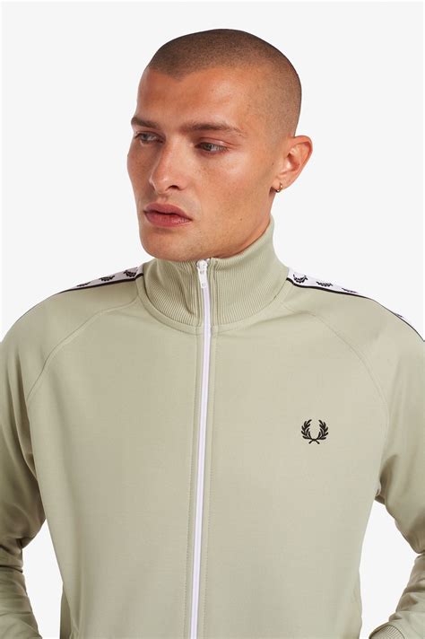 Fred Perry J6231 Taped Track Jacket Light Oyster Vault Menswear