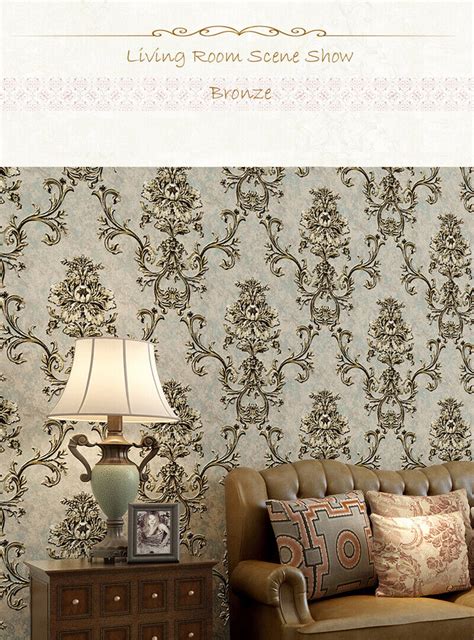 10m New Retro Luxury Gold Damask Wallpaper Deep Embossed Textured Non