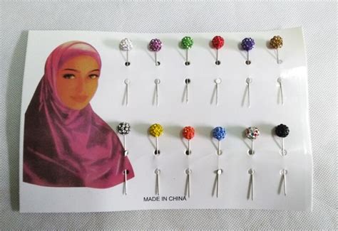 Brooch Hijab Pins Muslim Brooches Wholesale 12pcs Crystal Ball Muslim