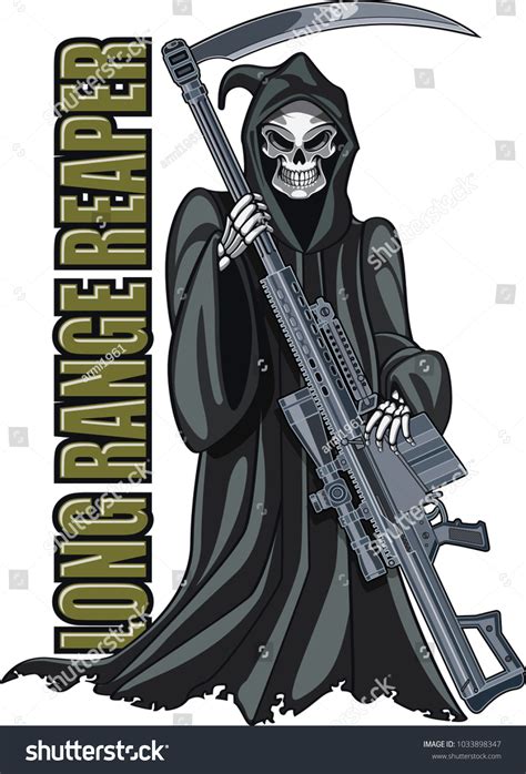 Grim Reaper Holding Sniper Rifle Stock Vector Royalty Free 1033898347