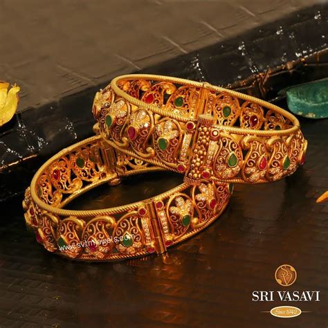 Find Classic Traditional Gold Antique Bangles Here South India Jewels