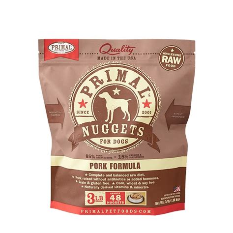 Curious about getting started with primal? Primal Raw Pork Nuggets Dog Food 3lb / 1.13kg • Pets West ...