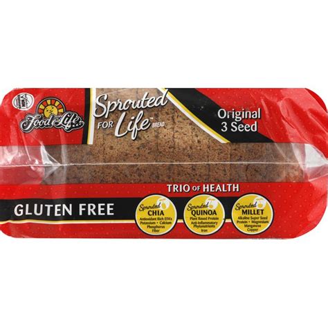 There aren't many sprouted gluten free breads on the market, so the fact that this is available is a plus. Food for Life Bread, Gluten Free, Original 3 Seed (24 oz ...