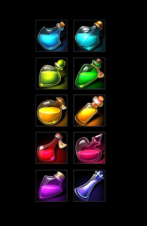 Rpg Potion Icons Game Concept Art Game Icon Potions