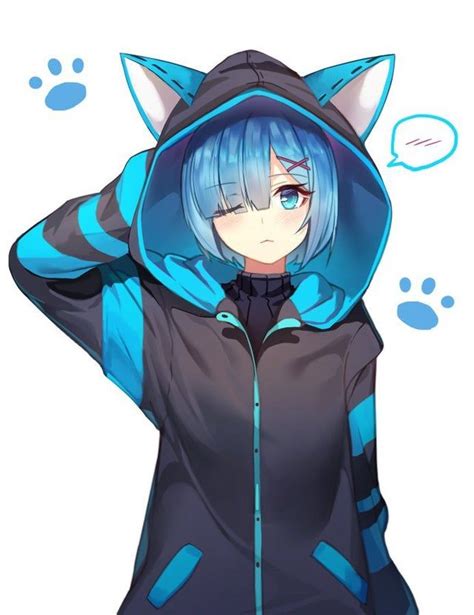 Streetmoe Rem Rezero Shorthairedwaifus Cute Anime Cat Anime Girl