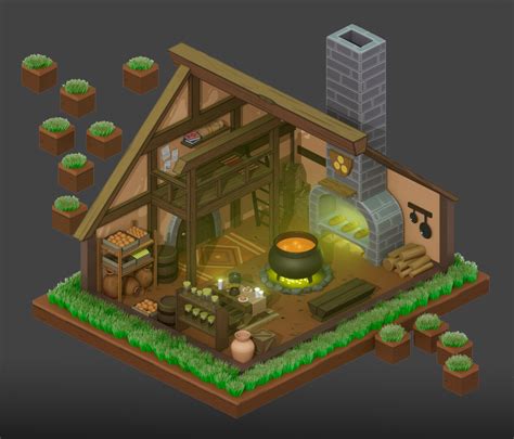 Artstation Isometric Fantasy Style Home 3d Render