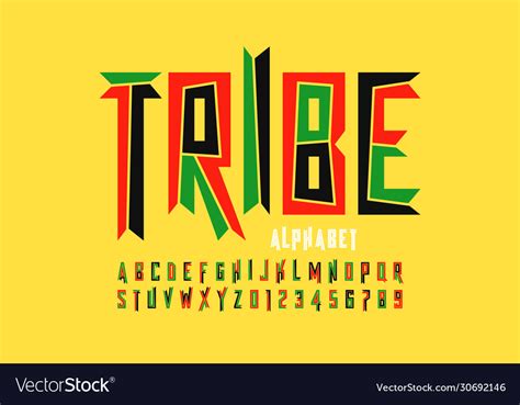 Tribal Style Font Design Royalty Free Vector Image