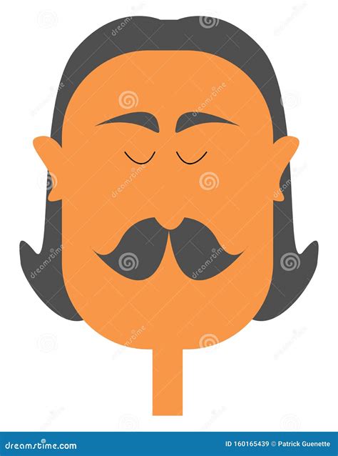 A Man With Thick Drooping Moustache Vector Or Color Illustration Stock