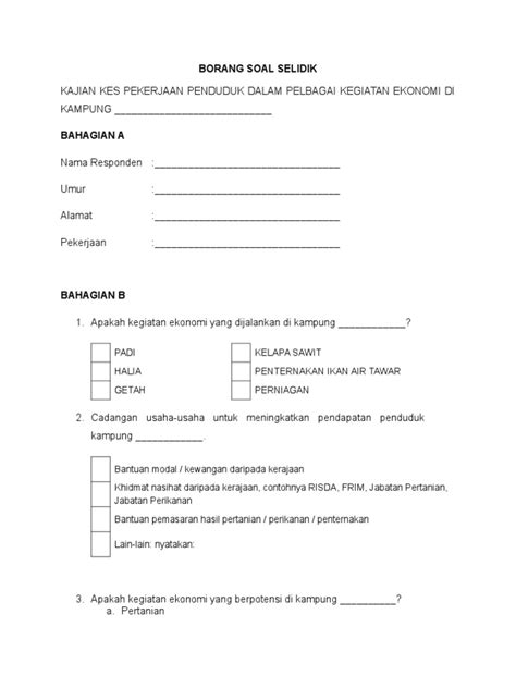 Text of soal selidik geografi. Borang Soal Selidik-geografi