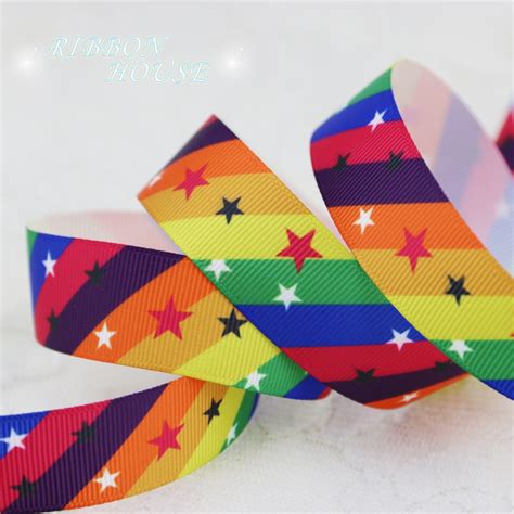 1 25mm Printed Grosgrain Ribbon Colored Star Series Ribbon T Wrap