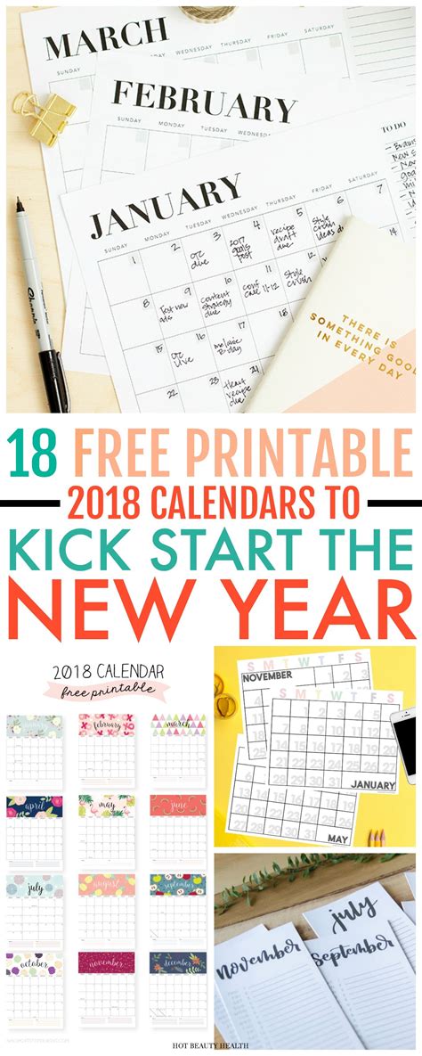 here s a curated list of 18 free printable 2018 calendars to kick start
