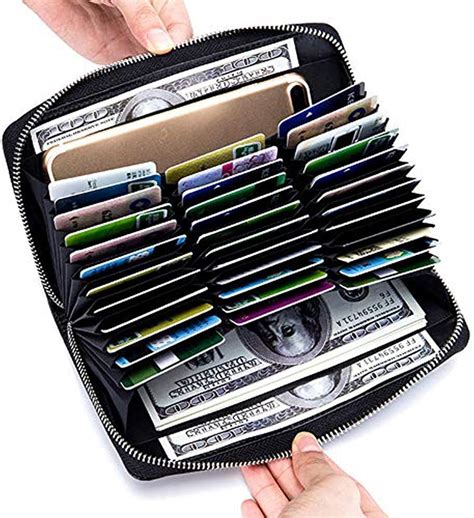 Large Capacity Credit Card Wallet Leather Secure Rfid