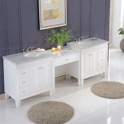 Silkroad Exclusive 103 Transitional Bathroom Vanity Carrara Marble Top