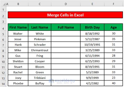 How To Merge Cells Using Excel Formula Formulas Exceldemy
