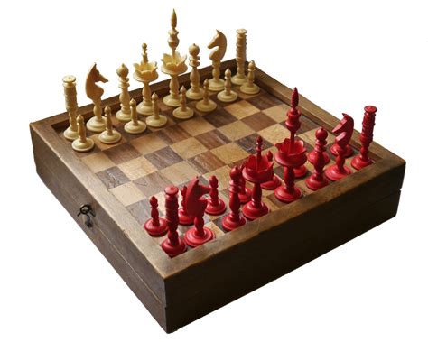 Biedermeier Selenus Chess Set And Board Antique Chess Sets