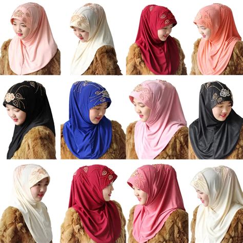 Fashion New Handmade Beaded Hijab Muslim Malay Headscarf Pattern Exquisite Workmanship Arab Lady