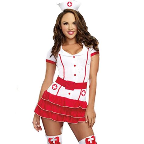 Naughty Nurse Costume For Women Nurse Doctor Fancy Party Dress Sexy Hospital Hottie Red Nurse