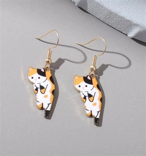 Cat Earrings Cute Cats Kitty Dangles Womens Jewelry Etsy Quirky