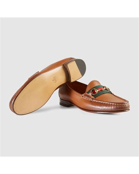 Gucci Leather Horsebit Loafer With Web In Brown For Men Lyst