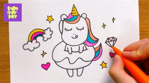 How To Draw A Unicorn Eating A Donut Step By Step Tutorial Youtube