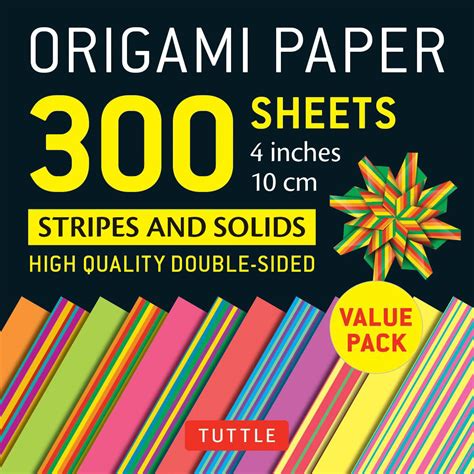 Origami Paper 300 Sheets Stripes And Solids 4 10 Cm Tuttle Origami