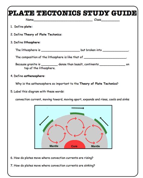 Plate Tectonics Diagram Worksheet