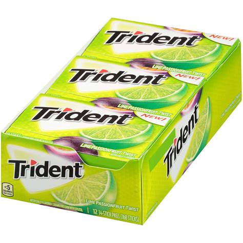Trident Lime Passion Fruit Twist Sugar Free Gum Made With Xylitol 12