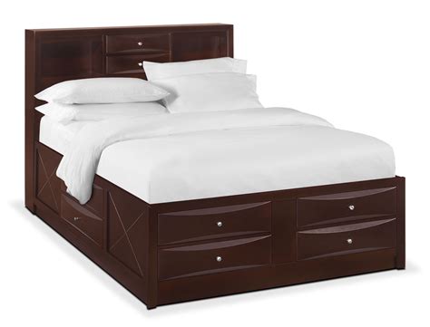 Braden Queen Bookcase Bed With Storage Merlot Value City Furniture