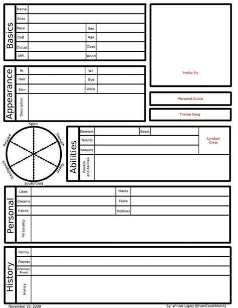 Simple Character Profile Template