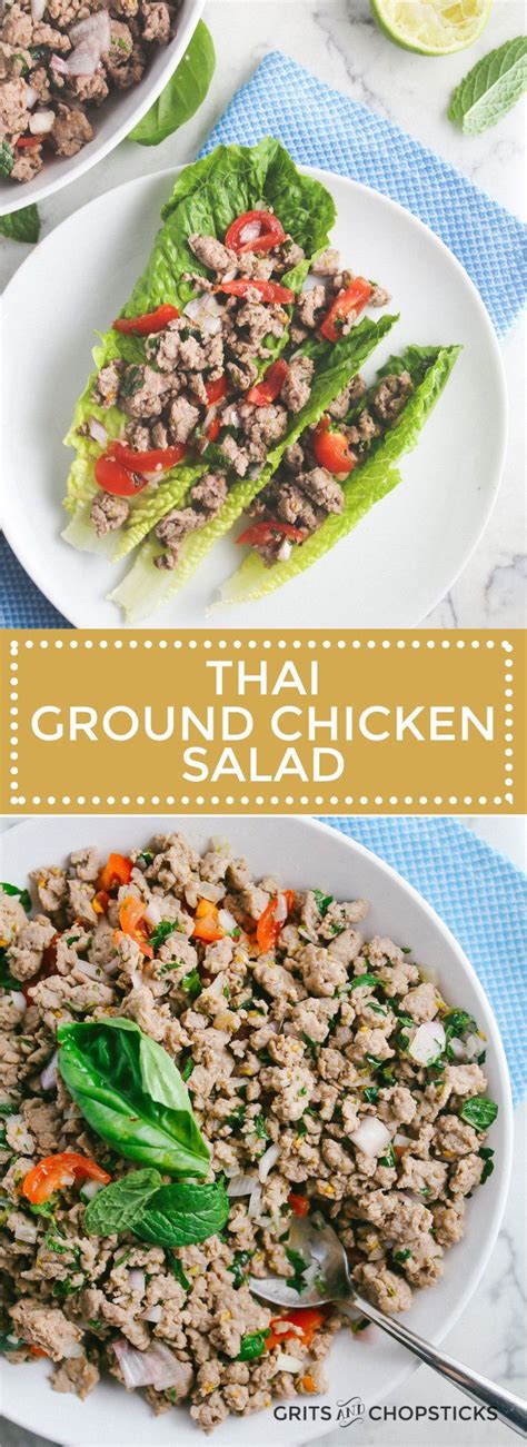 Preheat grill to medium heat or a large cast iron skillet. thai ground chicken salad (larb gai) - Grits and ...
