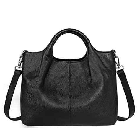 Iswee Genuine Leather Shoulder Bag Top Handle Satchel Tote Bag Womens