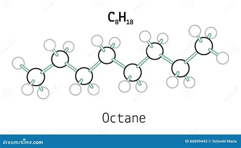 C8h18 Octane Molecule Stock Vector Illustration Of Structure 86899443