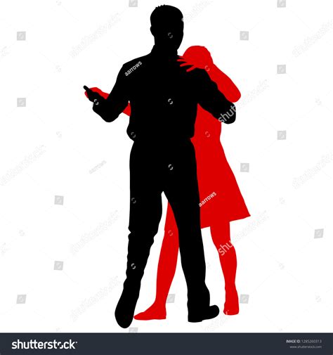 Black Silhouettes Dancing Man Woman On Stock Vector Royalty Free 1285260313 Shutterstock