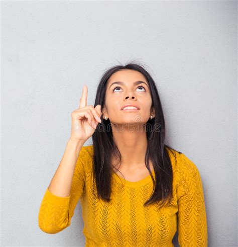 216 Happy Thoughtful Woman Showing Finger Up Stock Photos Free