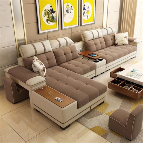 If the room is huge, go for love seat and. 7 Seater Sectional Living Room Combination Corner sofa in ...