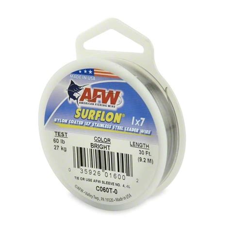 Afw Surflon 60 Lb Nylon Coated 1x7 Stainless Leader Wire C060t 0