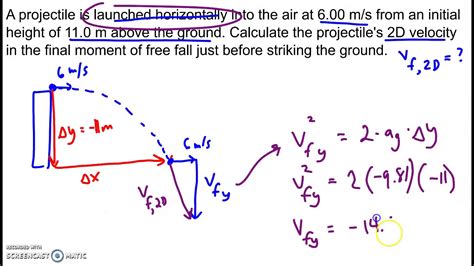 Projectile Motion Finding Final 2d Velocity Youtube