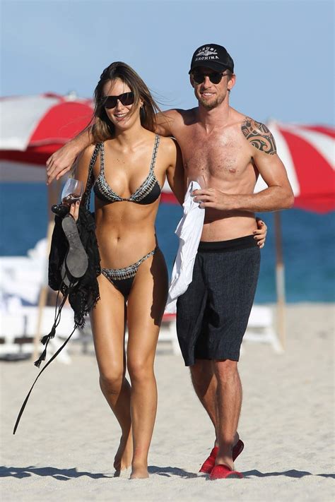 BRITTNY WARD And Jenson Button At A Beach In Miami 01 19 2017 HawtCelebs