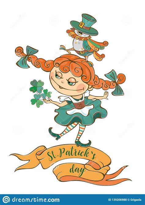 Irish Girl Step Dancer Vector Illustration 13964002